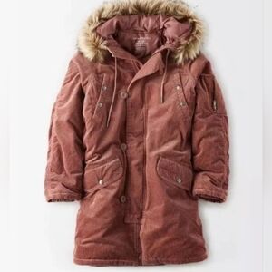 American Eagle Women Corduroy Parka Jacket Size Large